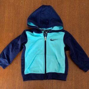 🫐3/$30 Nike Navy and Aqua Zip-Up Hoodie size 18m